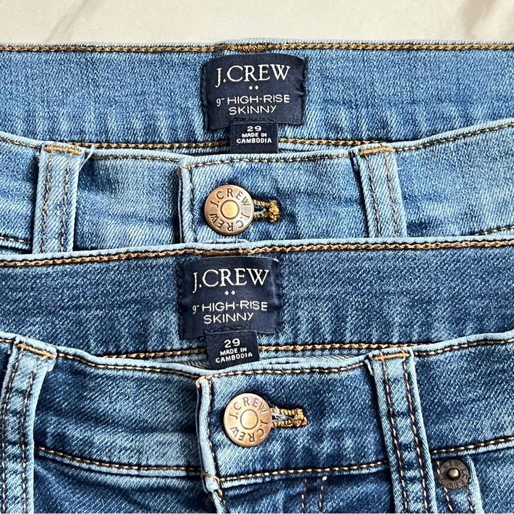 J.Crew Bundle of 2 Jeans 9" High Rise Skinny Women’s Size 29 Stretch Denim Blue